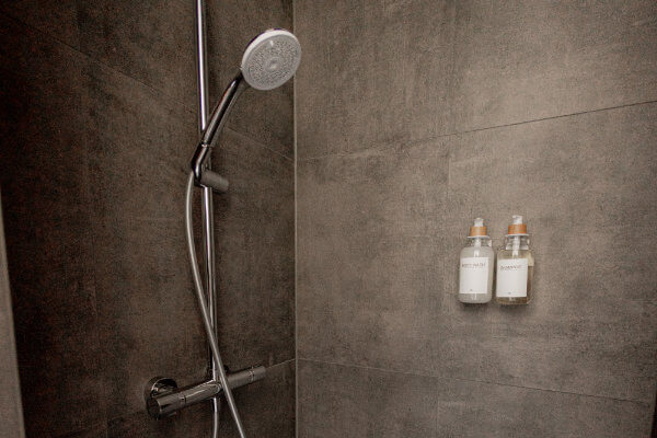 Bathroom with shampoo, shower gel and soap - Holiday accommodation Herzogenaurach - BONNYSTAY
