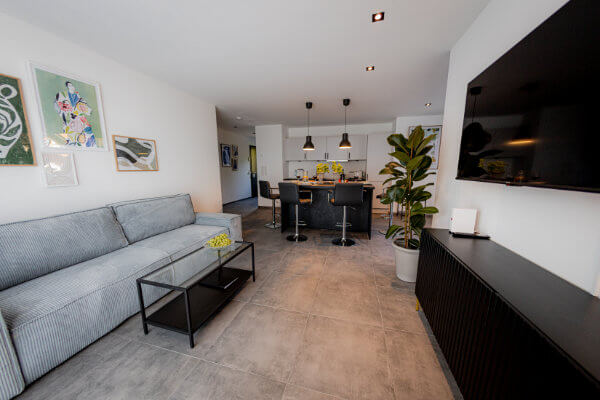 Cosy living area in holiday accommodation in Herzogenaurach for rent