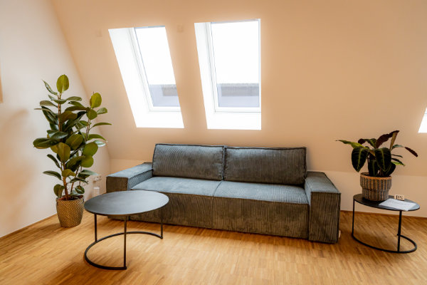 Schlafcouch im Wohnzimmer für 5. Gast – Ferienwohnung Passau - Ferienwohnung Passau - BONNYSTAY