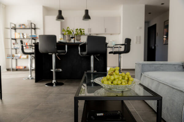 Sitting area with sofa and sofa bed - Apartment Herzogenaurach - BONNYSTAY
